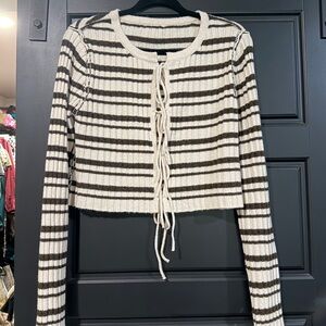 Striped Cream and Brown Women's Top